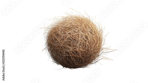 A single, perfectly round tumbleweed, rendered in detail, Isolated on white background.