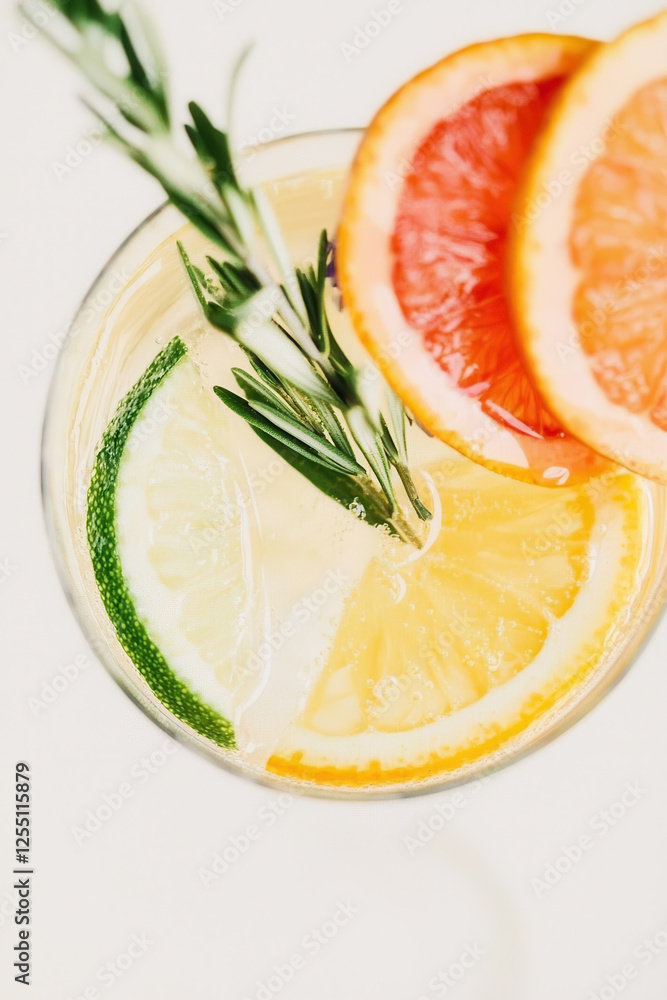 Indulge in a Refreshing Citrus Cocktail with Rosemary Garnish: A Vibrant Blend of Lemon, Lime, and Orange for a Perfect Summer Drink Experience Indulge in a Refreshing Citrus Cocktail with Rosemary Garnish: A Vibrant Blend of Lemon, Lime, and Orange for a Perfect Summer Drink Experience