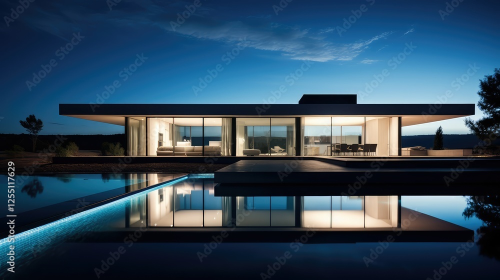 Fototapeta premium contemporary modern house night