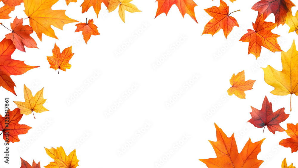 Maple autumn leaf illustration frame Isolated on white background. Maple autumn leaf illustration frame Isolated on white background.