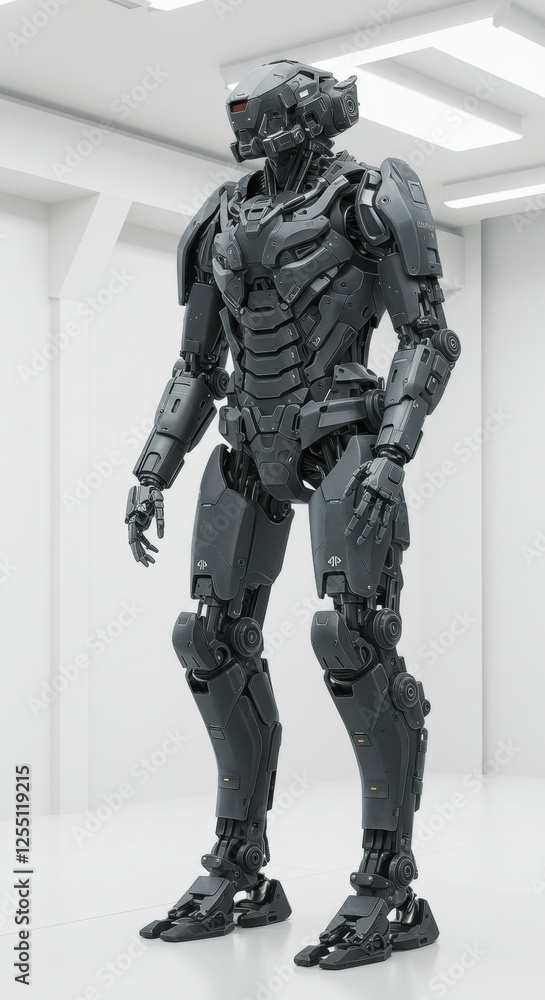 Advanced futuristic robot in minimalist white interior Advanced futuristic robot in minimalist white interior