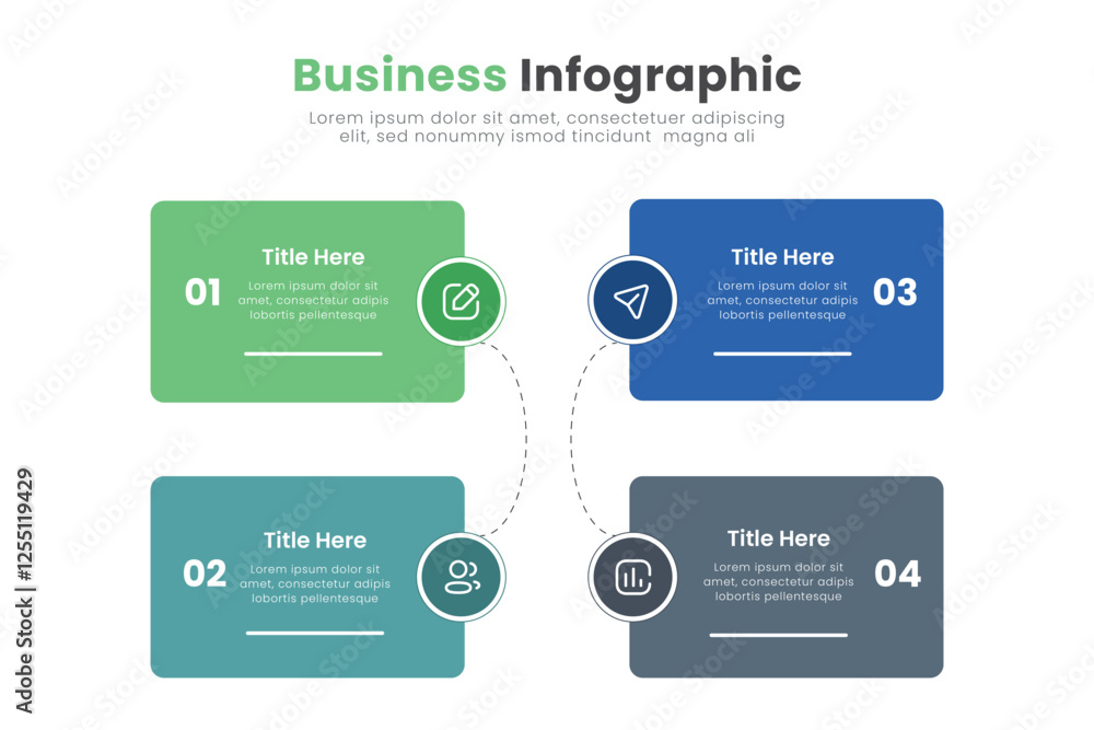 Modern business infographic design template with icons and 4 options. Can be used for process diagram, presentations, workflow layout, banner, flow chart. Modern business infographic design template with icons and 4 options. Can be used for process diagram, presentations, workflow layout, banner, flow chart.