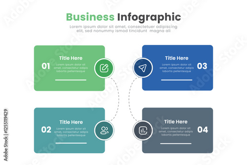 Modern business infographic design template with icons and 4 options. Can be used for process diagram, presentations, workflow layout, banner, flow chart.