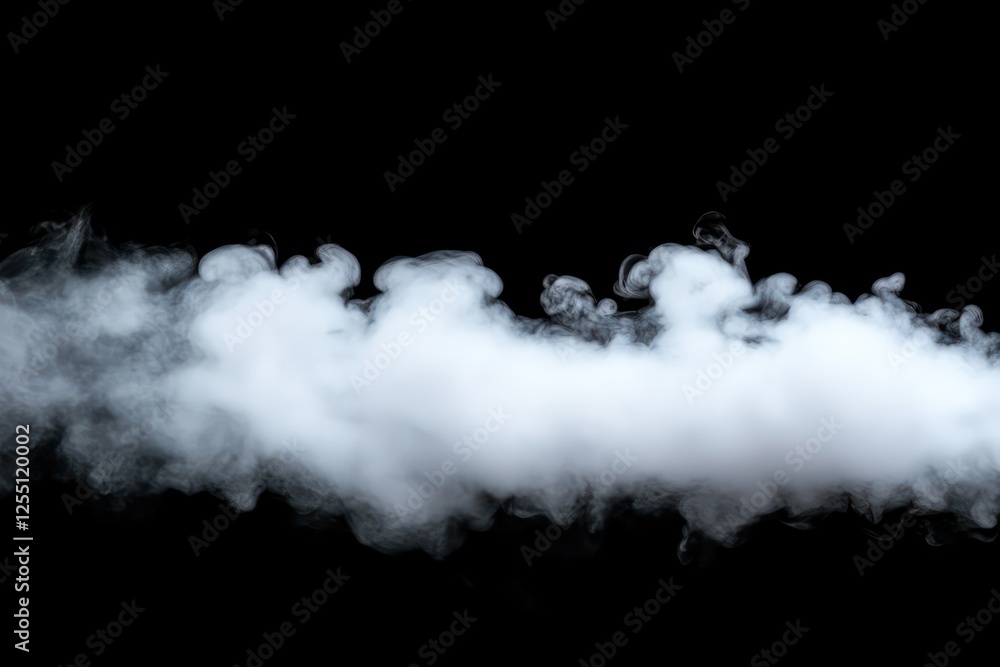 Naklejka premium A delicate cloud of white steam spreading gently in a smooth motion on a black backdrop.