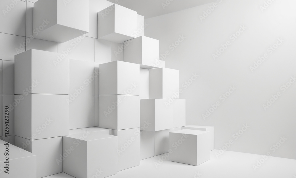 abstract 3d white cubes arranged in geometric pattern abstract 3d white cubes arranged in geometric pattern