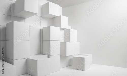 abstract 3d white cubes arr...