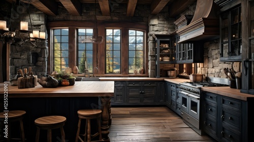 farmhouse dark wood kitchen photo