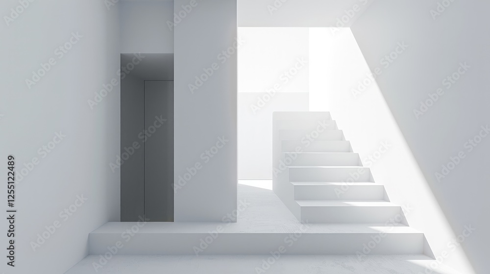 Minimalist White Architecture: Staircase and Sunlight Minimalist White Architecture: Staircase and Sunlight