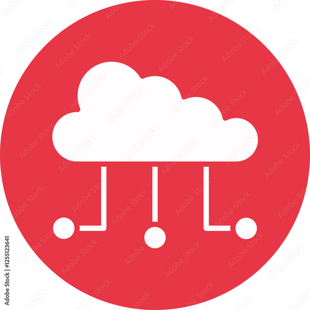 Cloud Network glyph circle icon Cloud Network glyph circle icon
