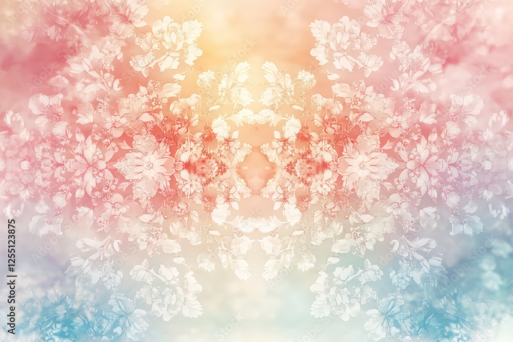 A delicate mandala design with floral patterns on a pastel gradient background, perfect for yoga or meditation themes. A delicate mandala design with floral patterns on a pastel gradient background, perfect for yoga or meditation themes.