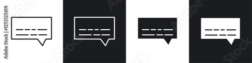 Subtitles icons collection in black and white filled and line versions