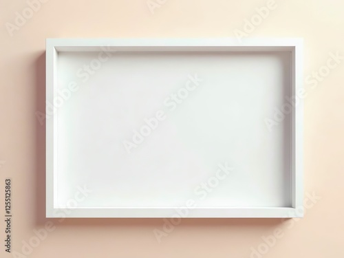 A minimalistic white frame floating against a smooth pastel-colored background  leaving ample room for text