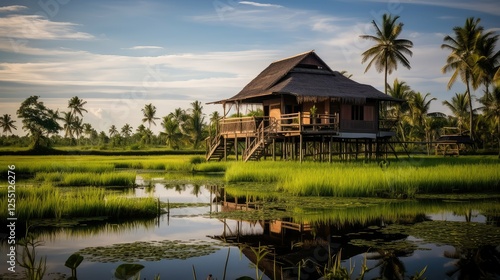 bamboo house on stilts photo