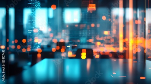 Abstract Cityscape at Night  Digital Overlay and Futuristic Glow