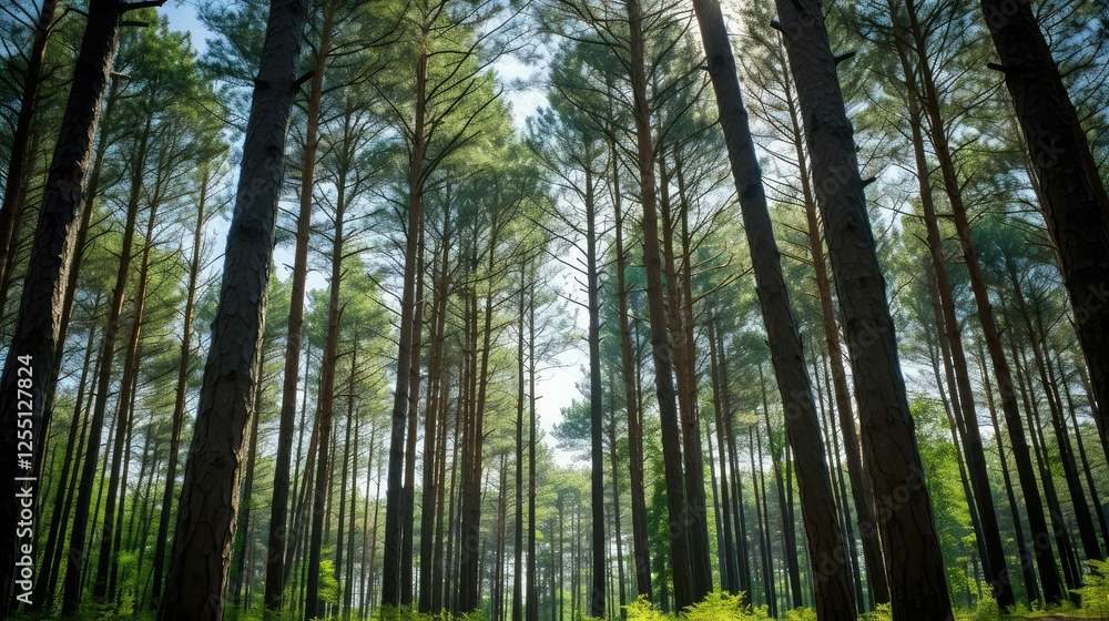 sunlight green pine trees sunlight green pine trees