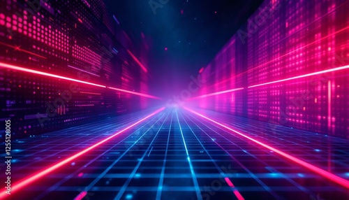 Vibrant Cyberpunk Grid  Journey into a Neon-Lit Virtual Dimension