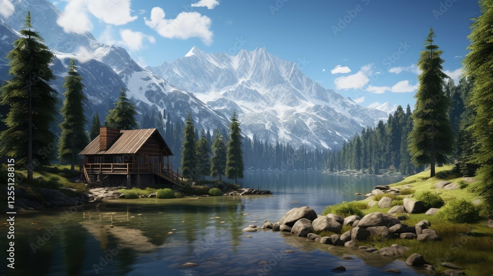 Obraz premium rustic house on mountain