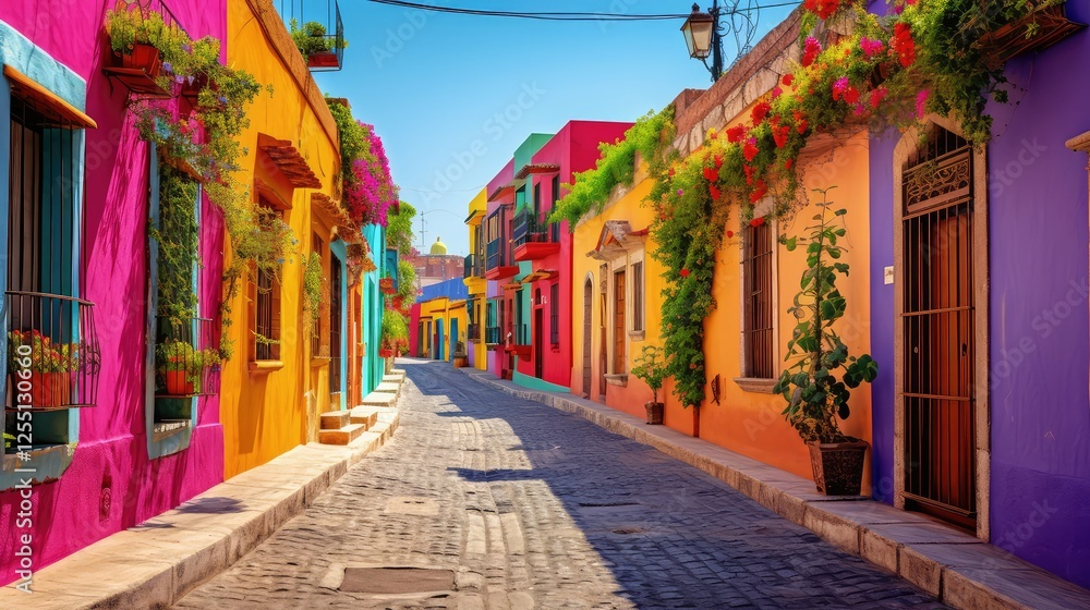 Obraz premium houses mexico road