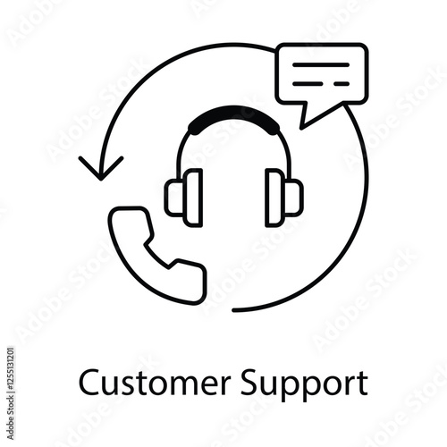 Customer Support Icon – Headset with Speech Bubbles, Signifying Communication and Assistance