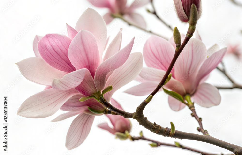 Branches of light pink Magnolia flowers Branches of light pink Magnolia flowers