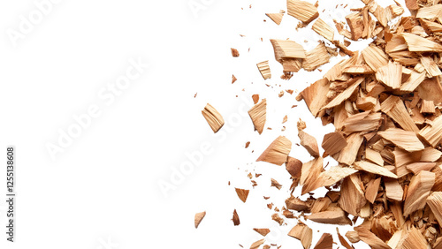 Separated wood chips Isolated on a white background
