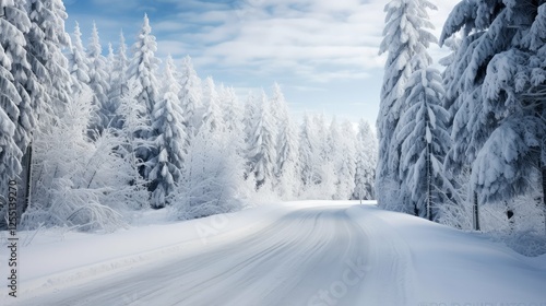 Wallpaper Mural deserted road winter Torontodigital.ca