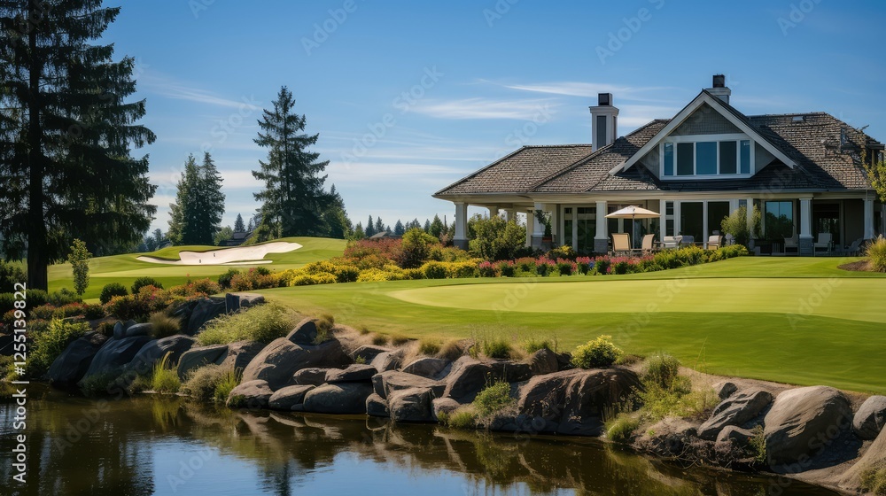 Obraz premium patio house on golfcourse