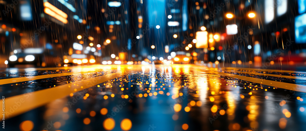 A vibrant city scene captured in the rain, showcasing illuminated streets and reflections of lights creating an atmosphere of urban life and movement. A vibrant city scene captured in the rain, showcasing illuminated streets and reflections of lights creating an atmosphere of urban life and movement.