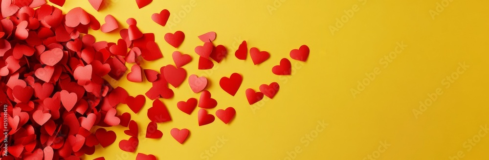 A vibrant composition of scattered red hearts on a bold yellow background, symbolizing love, romance, and passion. A vibrant composition of scattered red hearts on a bold yellow background, symbolizing love, romance, and passion.