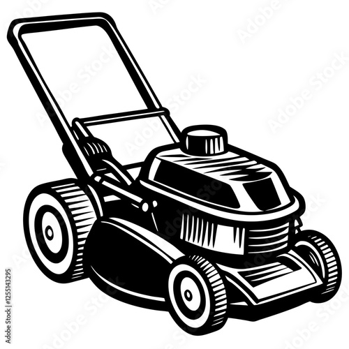 Orange lawn mower Isolated over white background vector art illustration