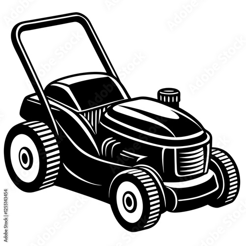 Orange lawn mower Isolated over white background vector art illustration