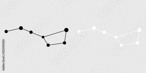 Ursa Major constellation map set. Vector illustration.