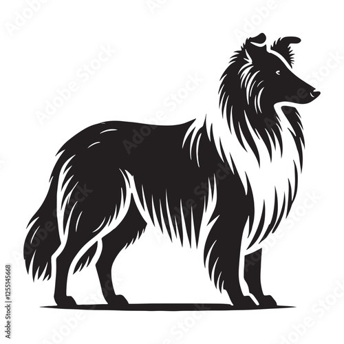 Artistic Collie silhouette with a refined and sleek look - Collie illustration - minimal Collie vector - dog silhouette
