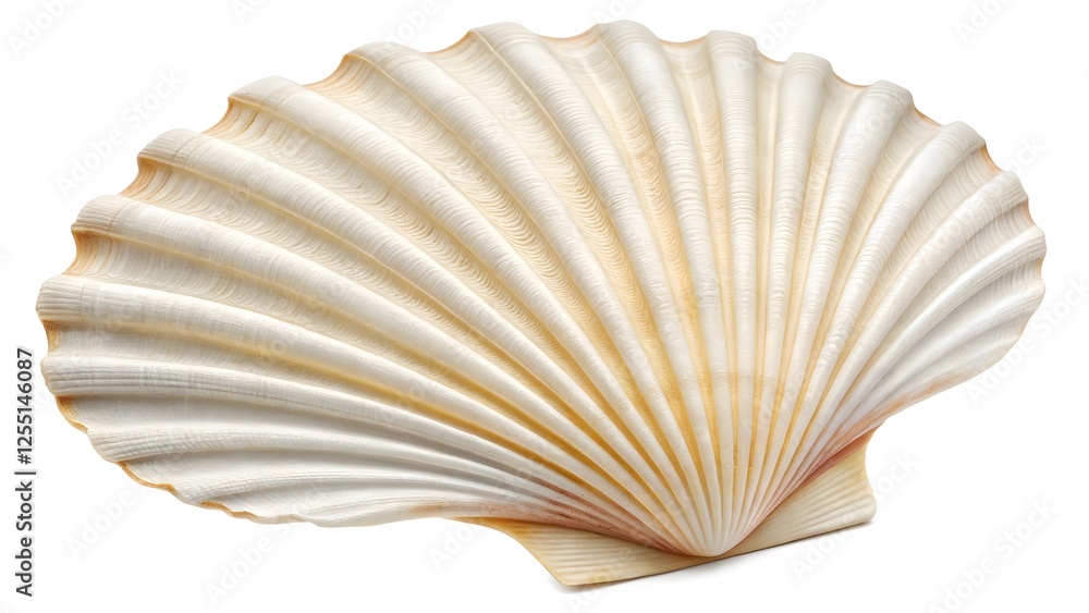 Fototapeta premium Photorealistic Scallop Seashell Intricate Ribs & Natural Beauty V6