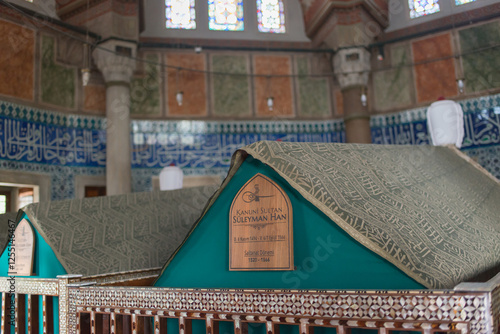 Suleyman the Magnificent tomb interior view. Kanuni Sultan Suleyman photo