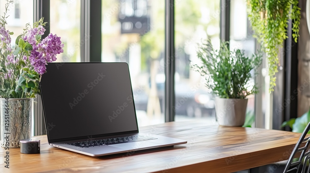 A mesmerizing ultra-minimalist workspace designed for deep focus, modern desk, blank screen laptop, creating a peaceful atmosphere A mesmerizing ultra-minimalist workspace designed for deep focus, modern desk, blank screen laptop, creating a peaceful atmosphere