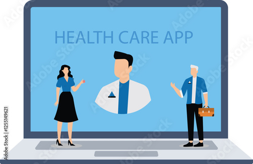 Health care app Senior men