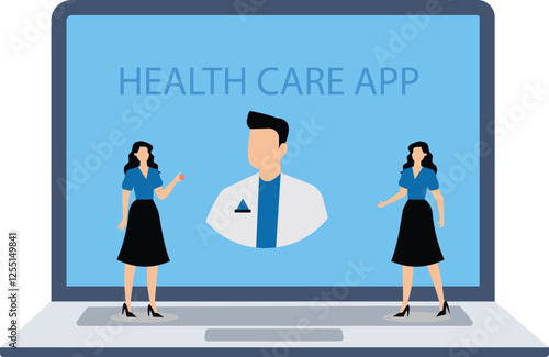 Health care app young woman