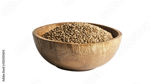 Rustic Wooden Bowl Filled with Organic Hemp Seeds Isolated - Perfect for Health and Nutrition Concepts