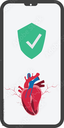 Heartbeat line and stethoscope