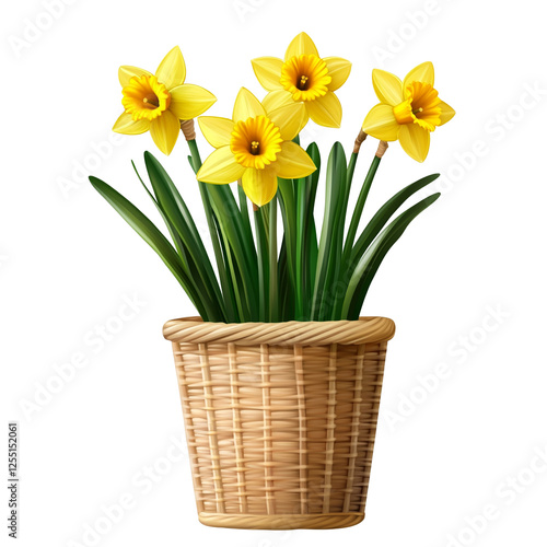 Wallpaper Mural Vibrant Daffodils in Elegant Woven Basket Torontodigital.ca