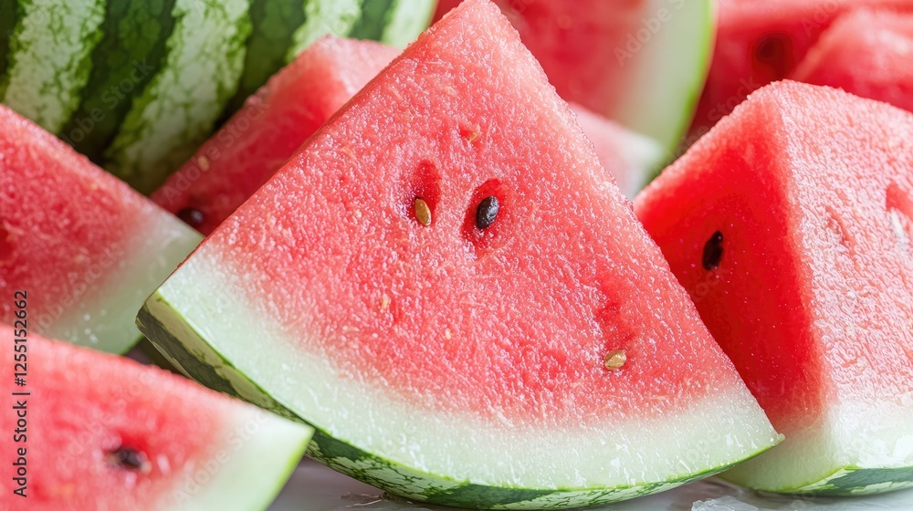 Juicy watermelon slices, summer picnic, close-up, food blog Juicy watermelon slices, summer picnic, close-up, food blog
