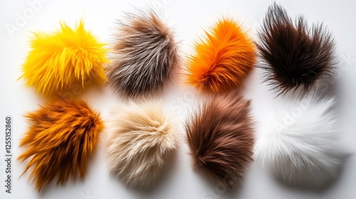 Collection of Colorful Fluffy Fur Pompoms
