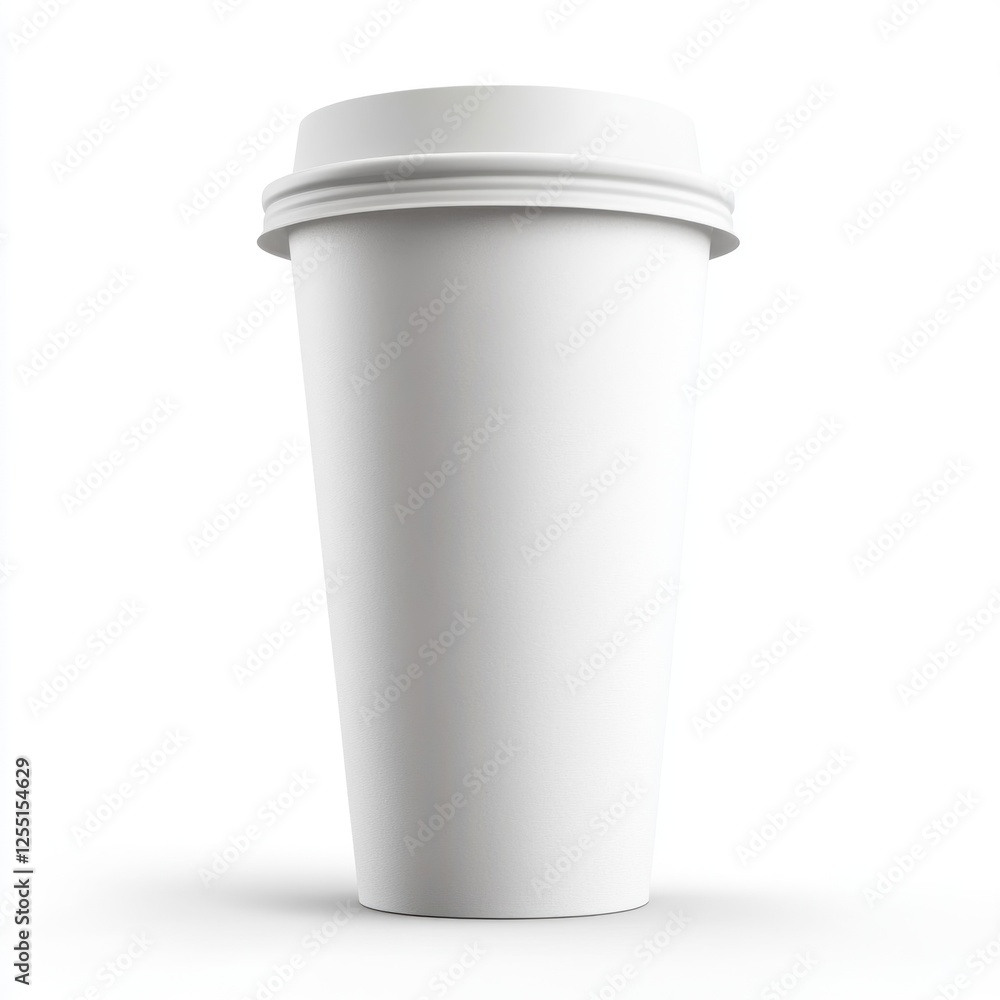 White paper coffee cup, lid, mockup, studio, isolated White paper coffee cup, lid, mockup, studio, isolated