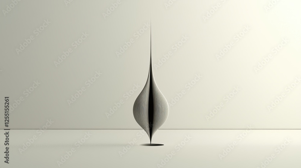 Fototapeta premium Minimalist Teardrop Sculpture Conveying Surprise on Round Base