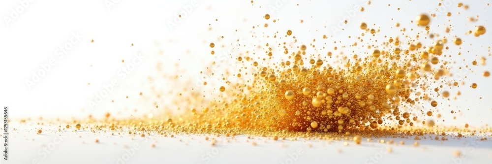 Fine gold particles explode, isolated on white, graphic, texture Fine gold particles explode, isolated on white, graphic, texture