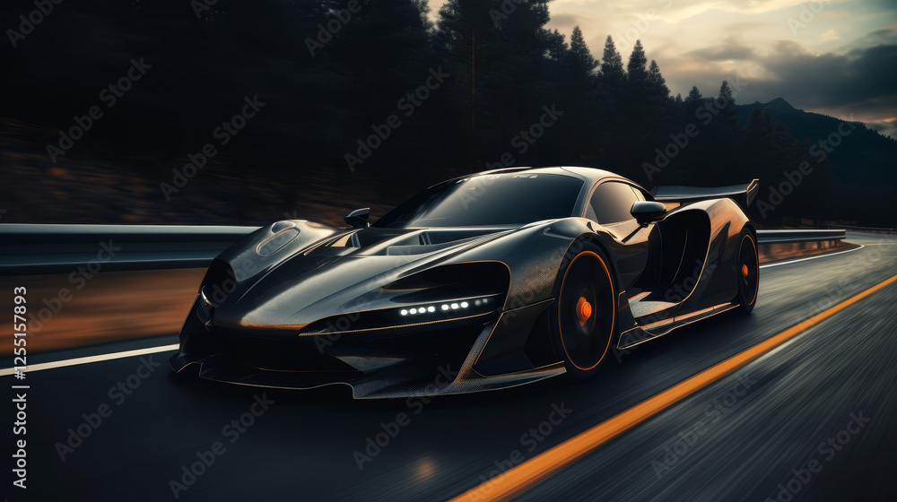 Photo of a hypercar speeding background Created with Generative AI technology Photo of a hypercar speeding background Created with Generative AI technology