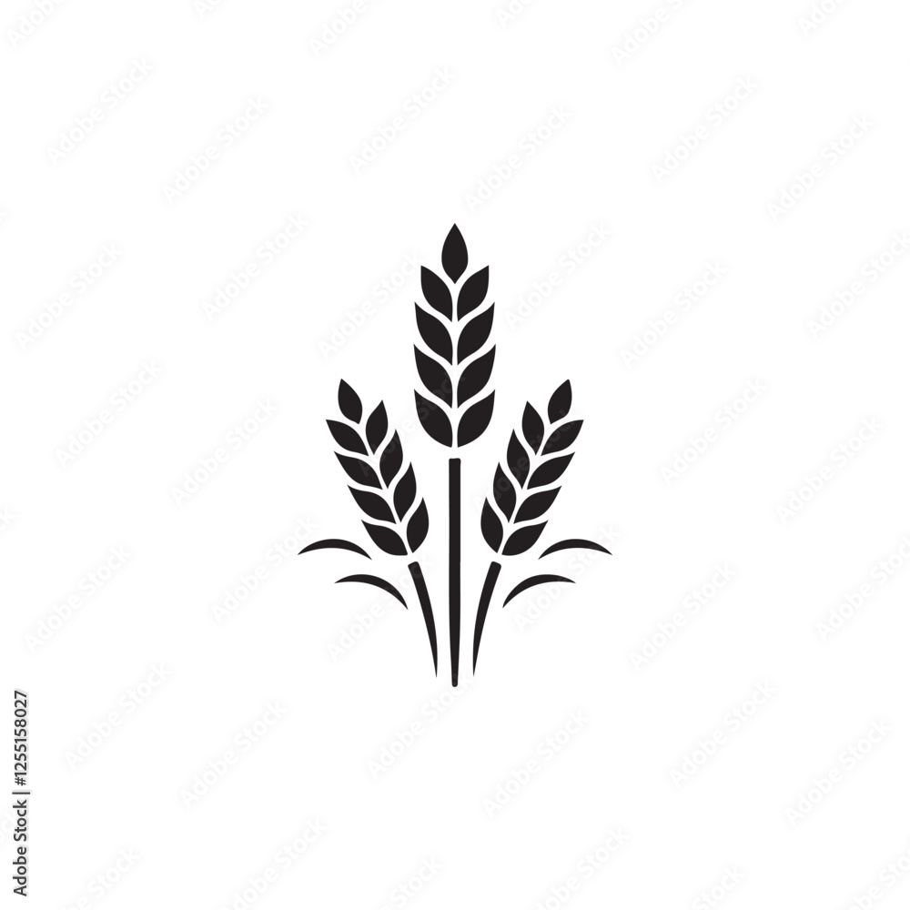 Fototapeta premium Wheat ears icon vector silhouette illustration 