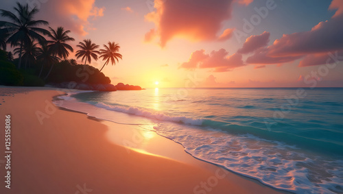 Tropical Sunset Beach Background
