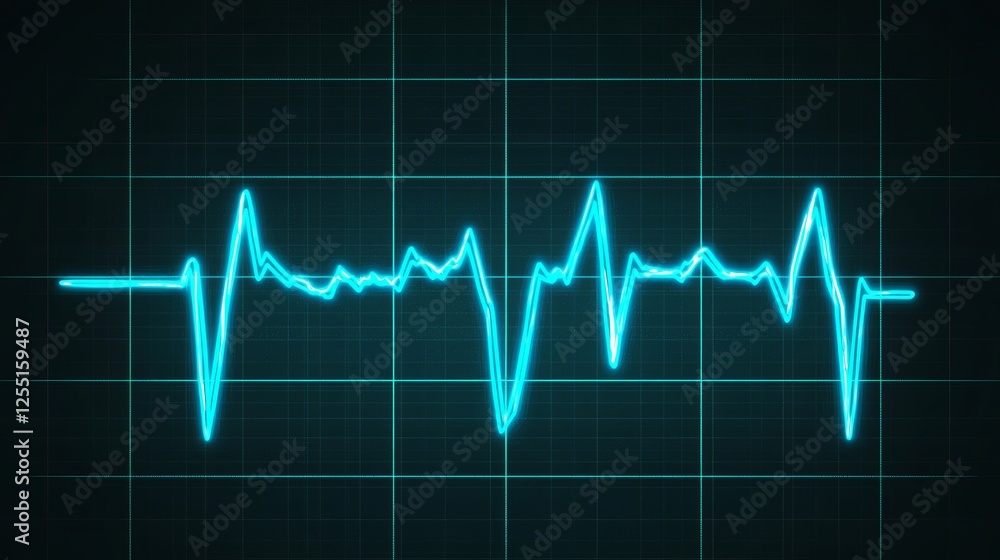 Bright Blue EKG Line With Flatline on Dark Background Healthcare And Medical Concept Illustration Bright Blue EKG Line With Flatline on Dark Background Healthcare And Medical Concept Illustration